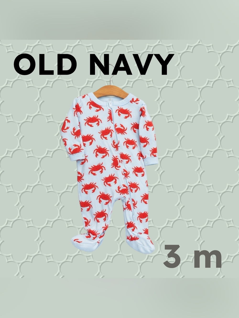 🇺🇸👍GUC OLD NAVY | 3m | Cute Playful Unisex Crab Print Footed Baby Pyjamas